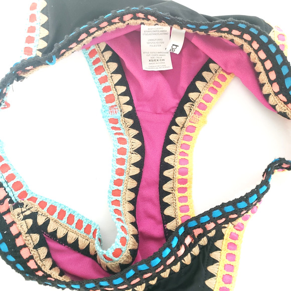 Bar III Women SIZE XS Be Weave It Cheeky Bikini Swim Bottoms Black Crochet Color - Picture 2 of 8